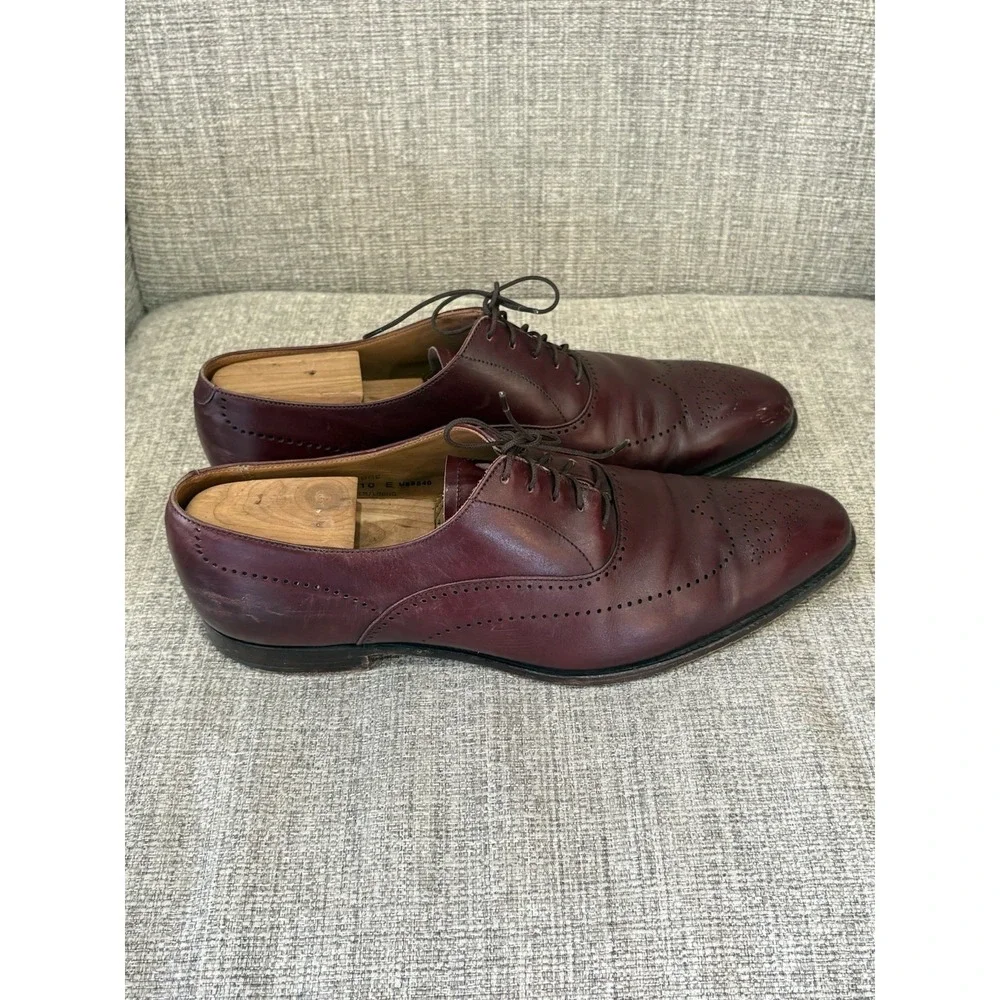 Crockett & Jones Weymouth Burgundy Leather Medallion‎ Toe Oxford Shoes Mens 10 E